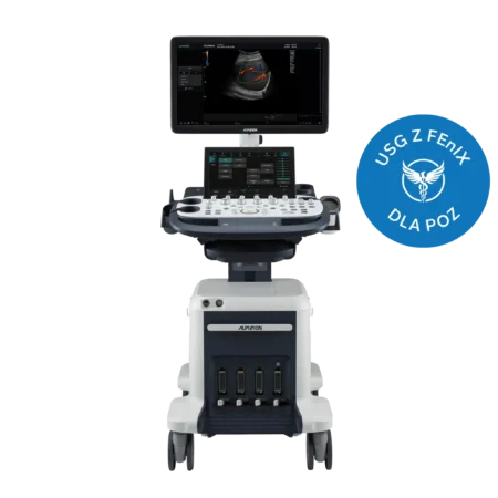Stacjonarny aparat USG Alpinion X-Cube 50 Elite z oznaczeniem programu FEnIKS dla POZ