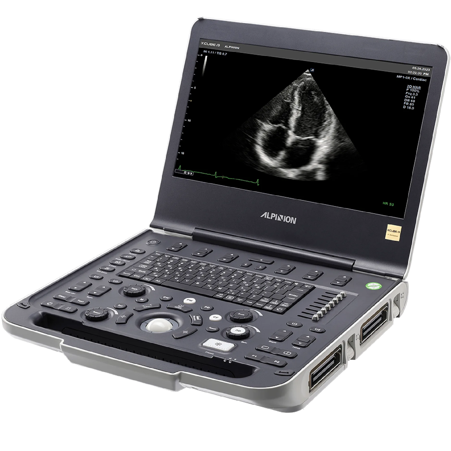 Przenośny aparat USG Alpinion w formie laptopa