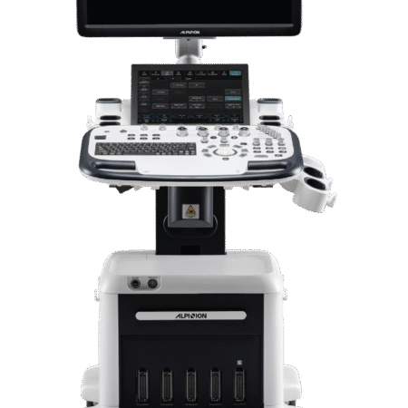 Stacjonarny aparat USG Alpinion X-CUBE 70 Elite na wózku z monitorem